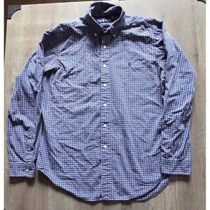 Ralph Lauren Custom Fit Blue Plaid Pony Logo Long Sleeve Button Down Shirt Men L